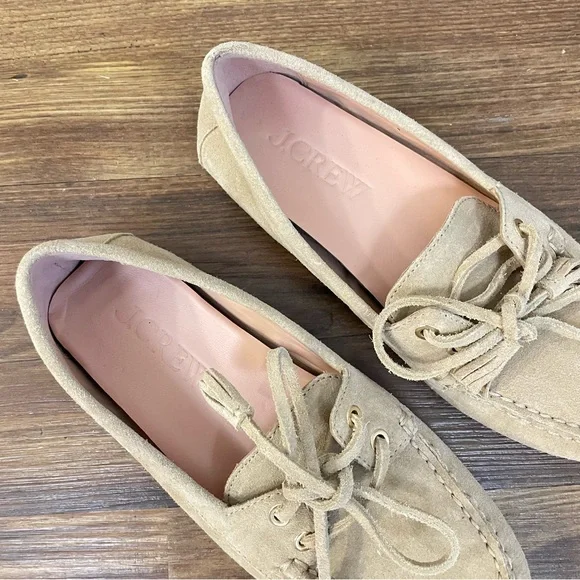 J. Crew Light Khaki Suede Driving Loafers Size 5 - Picture 3 of 10
